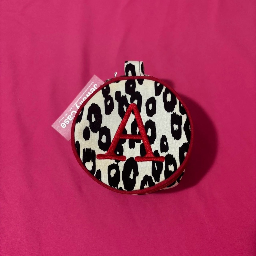 Leopard Print Coin Purse with Red Initial